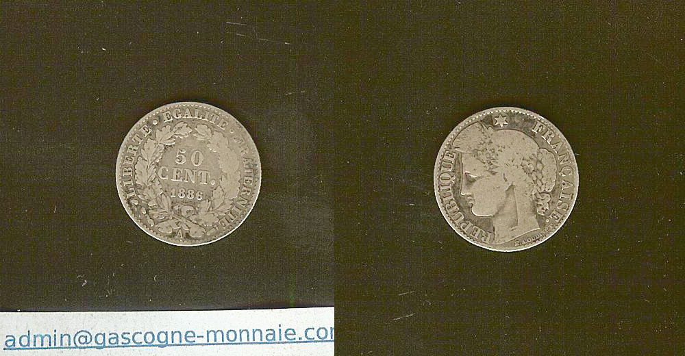 50 centimes Cérès 1886A Paris TB